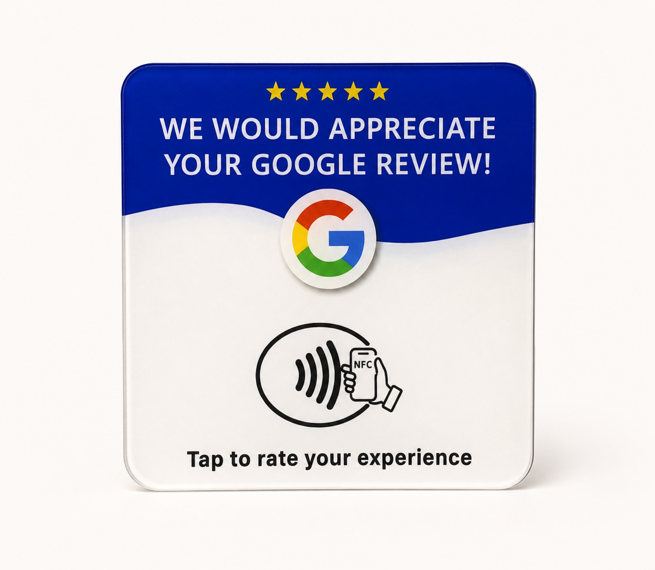Professionally isolated front view of the actual blue and white NFC review plaque